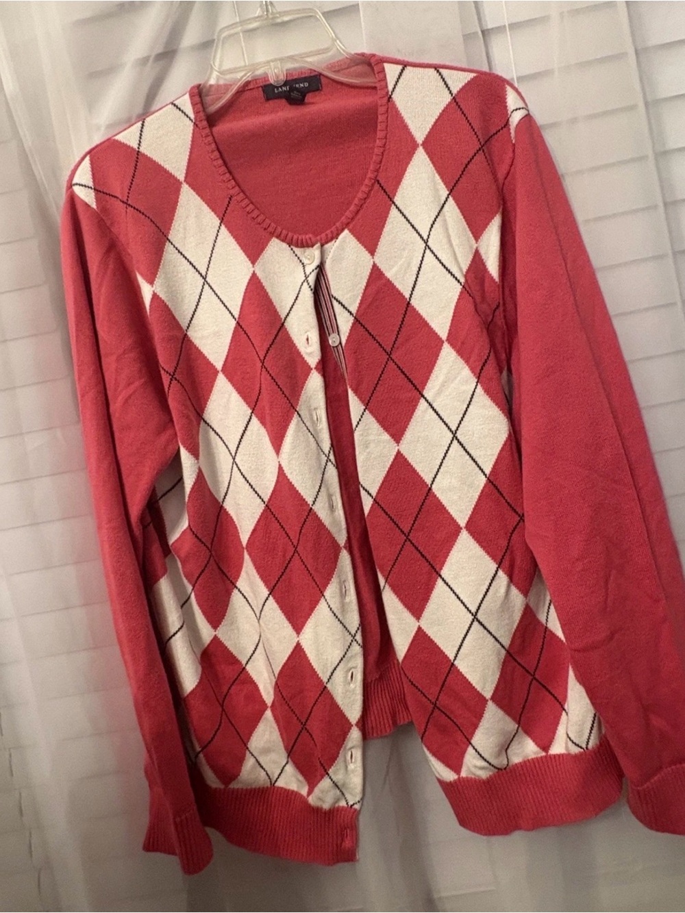 Womens Lands End Argyle  Cardigan Sweater Size 1x (16/18)